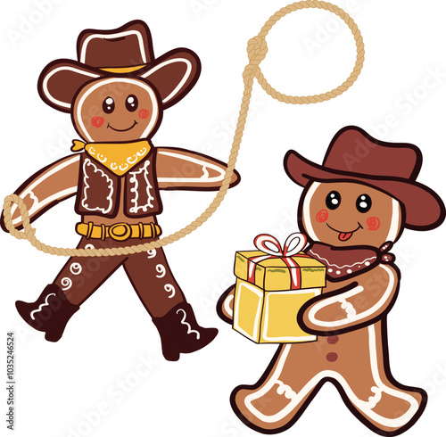 Cowboy gingerbread man. Art & Illustration