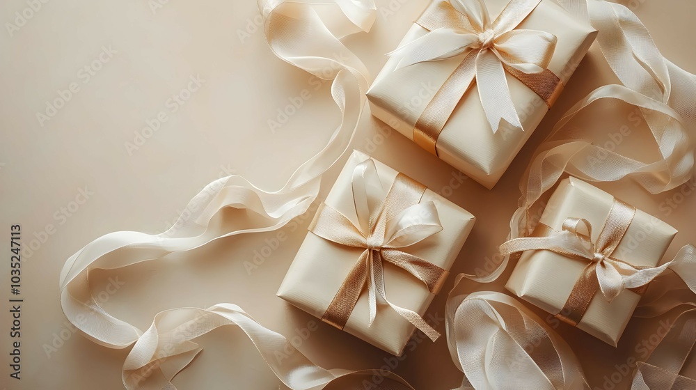 Elegant Floating Gift Boxes with Ribbons Elegant Floating Gift Boxes with Ribbons