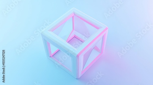 Abstract Cube on a Blue Background