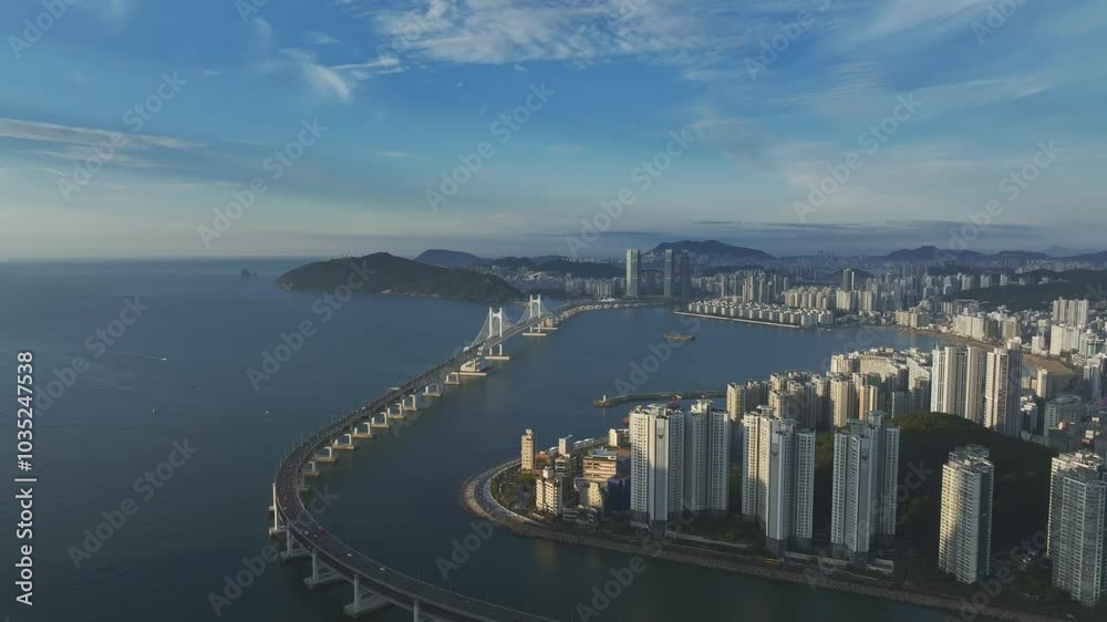 Drone View of Busan city in South Korea, Centum City, Summer, 60fps Drone View of Busan city in South Korea, Centum City, Summer, 60fps