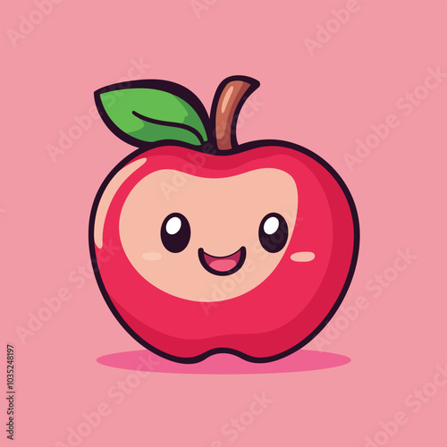 Simple Apple Fruit Graphic in Cartoon Vector Design photo