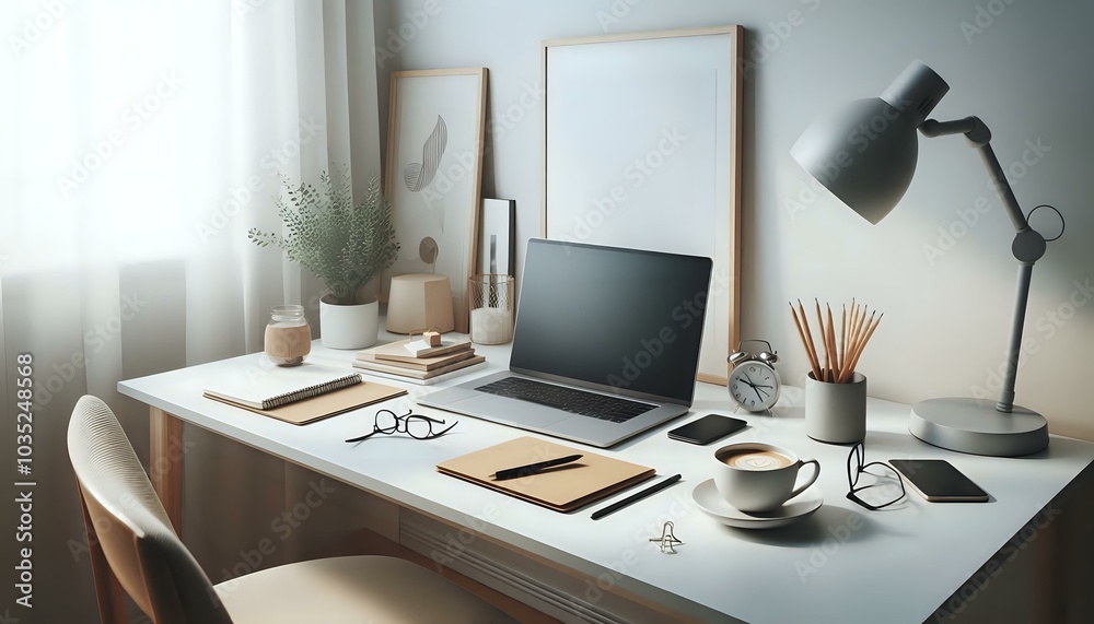 Modern Minimalist Home Office with Natural Light Modern Minimalist Home Office with Natural Light