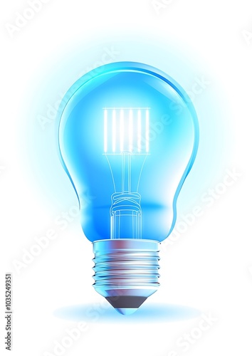 A sleek LED bulb icon with a blue glow isolated on a clean white background highlighting modern tech