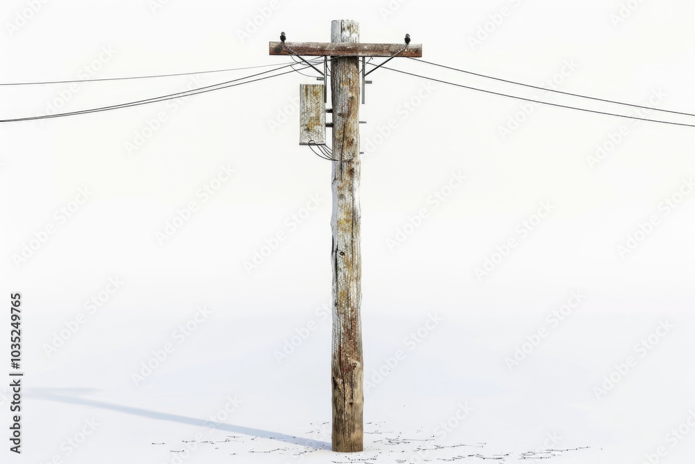 A bird sits on top of a telephone pole, providing a simple yet interesting scene A bird sits on top of a telephone pole, providing a simple yet interesting scene