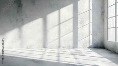 Sunlight Streaming Through Window in Empty Room, Minimalist Interior Design