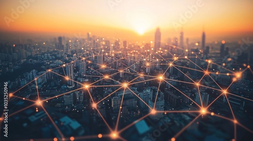 Wallpaper Mural A futuristic cityscape showing a global network of technology and business connectionsGraphic depicting the journey of a small business from concept to reality, highlighting key milestones and challen Torontodigital.ca