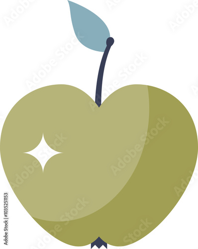 Illustration of a green apple with a leaf, symbolizing freshness and health.