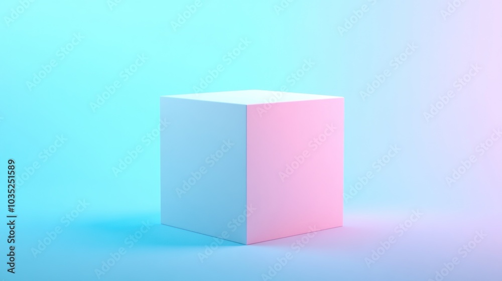Obraz premium Minimalist Cube with Neon Lights