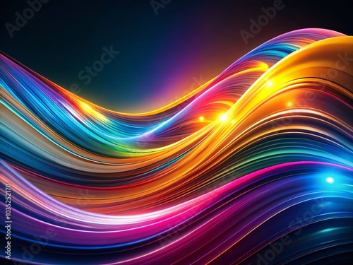 Abstract Night Photography with Smooth Colorful Gradient Waves on Dark Background