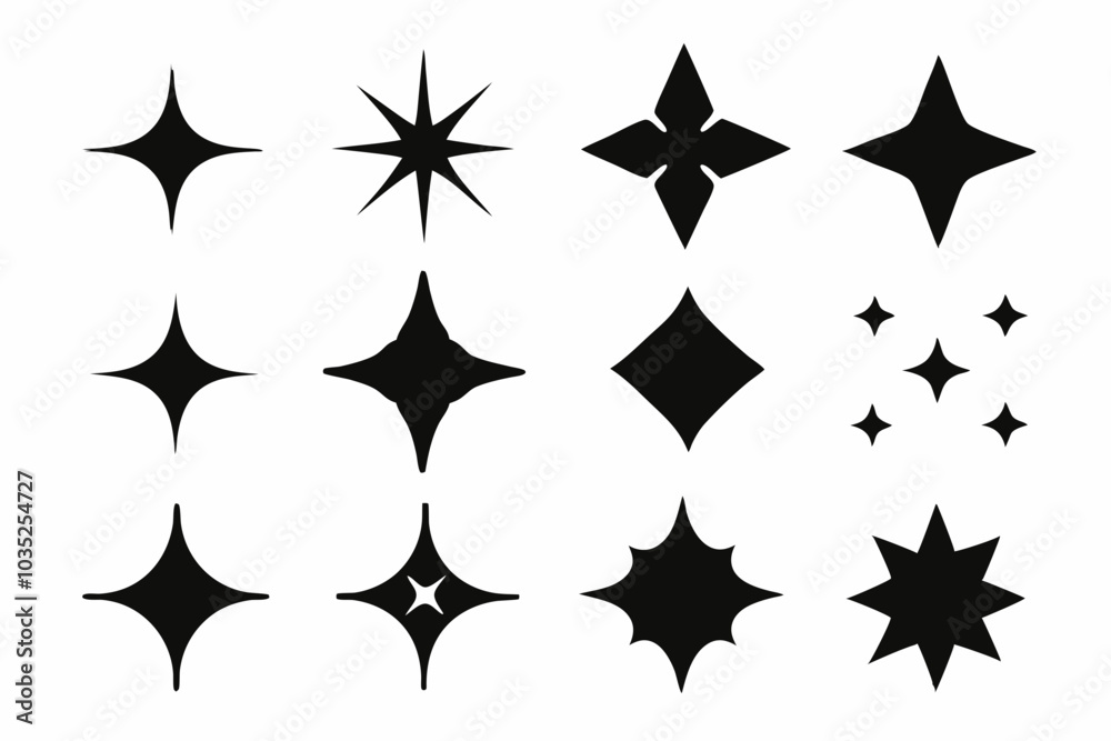Sparkle star icon set, sparkles icon vector bundle, set of star sparkles icons Sparkle star icon set, sparkles icon vector bundle, set of star sparkles icons