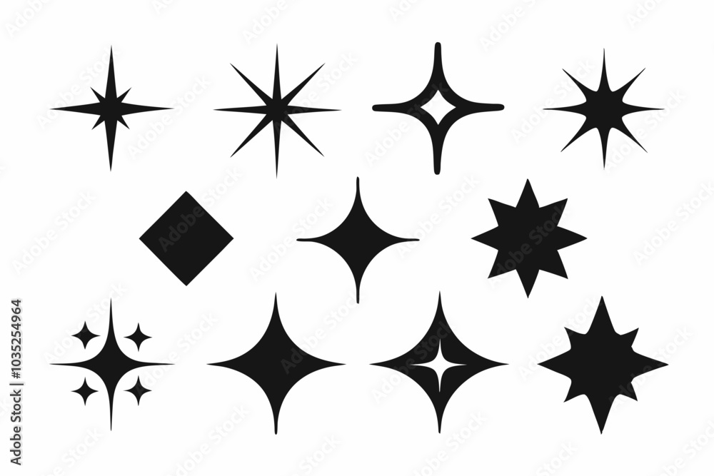 Sparkle star icon set, sparkles icon vector bundle, set of star sparkles icons Sparkle star icon set, sparkles icon vector bundle, set of star sparkles icons
