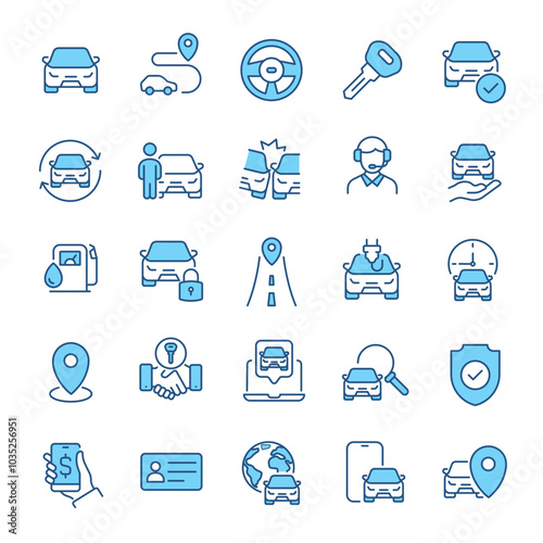 Car rent thin line icons collection. Editable stroke.
