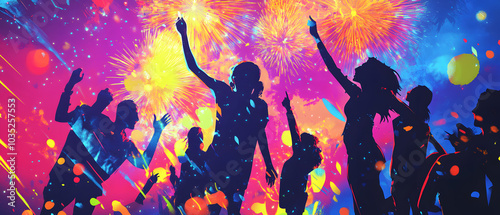 Wallpaper Mural New Year's Eve Moments: Families, Couples, Teenagers, and Business Professionals Celebrating Together with Fireworks, Festive Dinners, Gift Exchanges, and Winter Scenes Torontodigital.ca