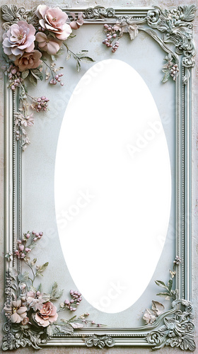 An elegant photo frame with flowers photo