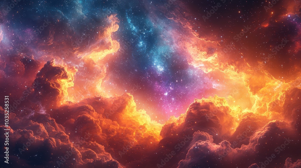 Obraz premium Cosmic clouds and scattered stars.