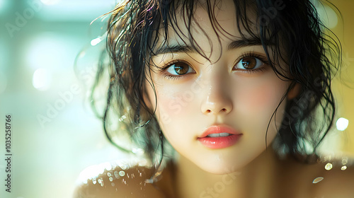Close-Up Portrait of Woman ...