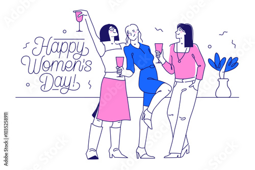 Happy Women's Day! with women celebrating