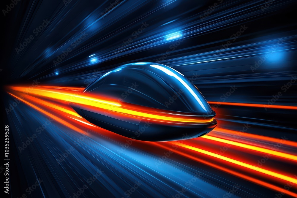Futuristic transport concept with sleek design and vibrant lighting, high-speed motion blur effect. Futuristic transport concept with sleek design and vibrant lighting, high-speed motion blur effect.