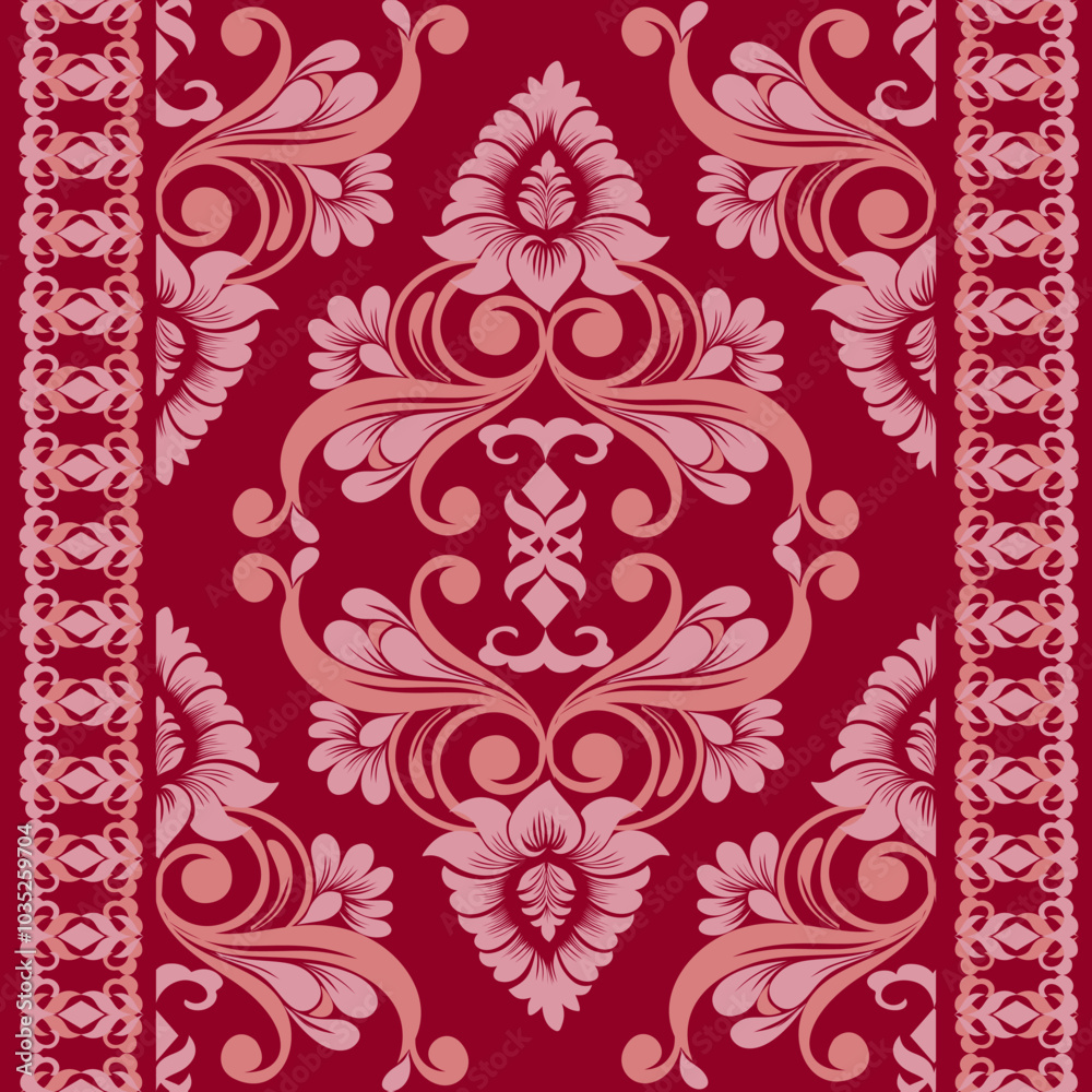 Seamless damask pattern Elegant and classic design with intricate floral motifs. Perfect for wallpaper, fabric, or packaging design. Seamless damask pattern Elegant and classic design with intricate floral motifs. Perfect for wallpaper, fabric, or packaging design.