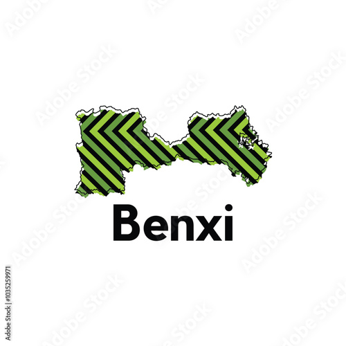 Map of Benxi City modern geometric color, High detailed vector illustration Design Template, suitable for your company photo