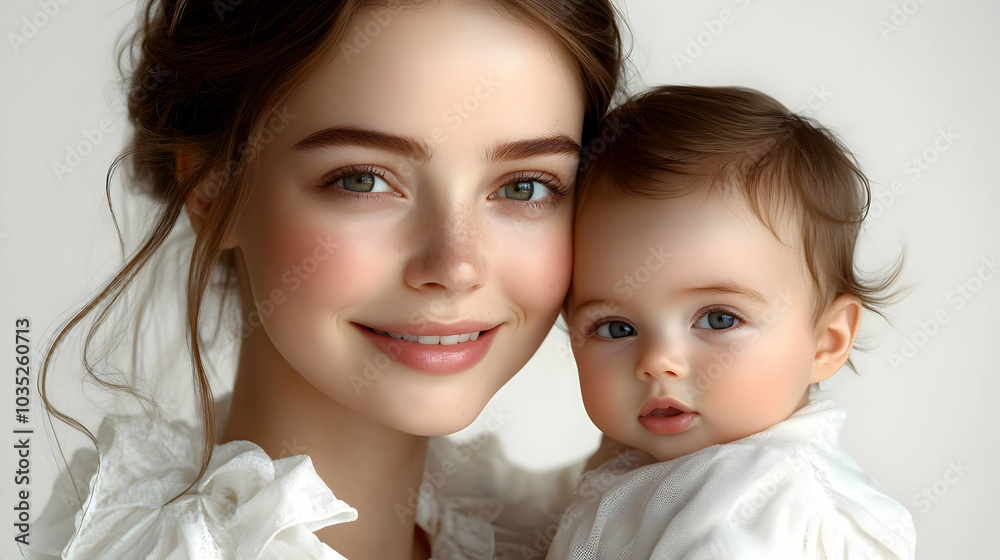 Mother and Baby Smiling Together in a Close-Up Photo Mother and Baby Smiling Together in a Close-Up Photo