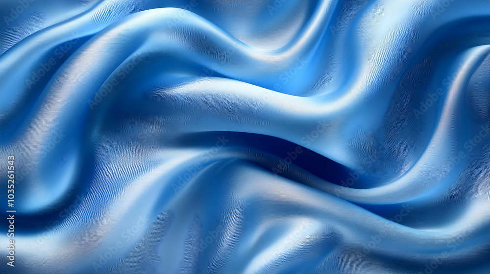 Obraz premium Blue Satin Fabric, Soft, Smooth, Elegant, Draped, Luxurious, Silky, Shiny, Smooth, Texture, Background, Abstract, Close Up, Crease, Flowing, Fluid, Gentle, Light, Waves