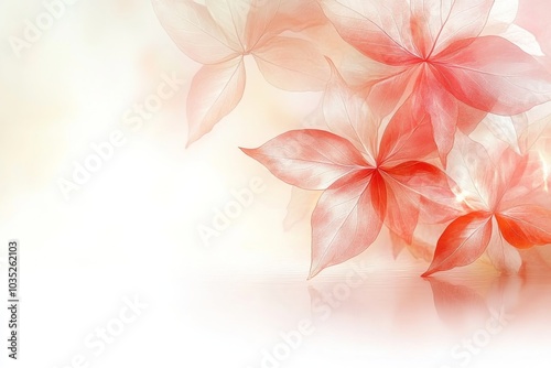 Abstract pink floral design with soft translucent petals floating against a blurred white background evoking delicacy femininity and romantic floral inspired elegance