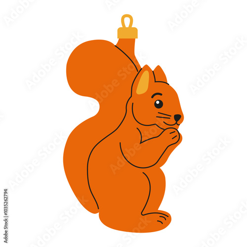 Colorful cartoon squirrel holding a nut, perfect for playful decorations and designs