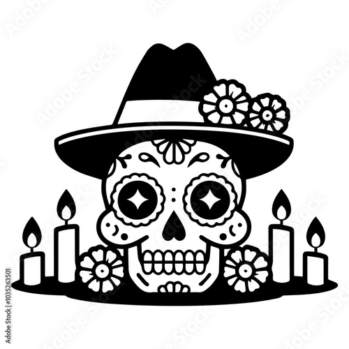 Day of the Dead Skull Icon Illustration