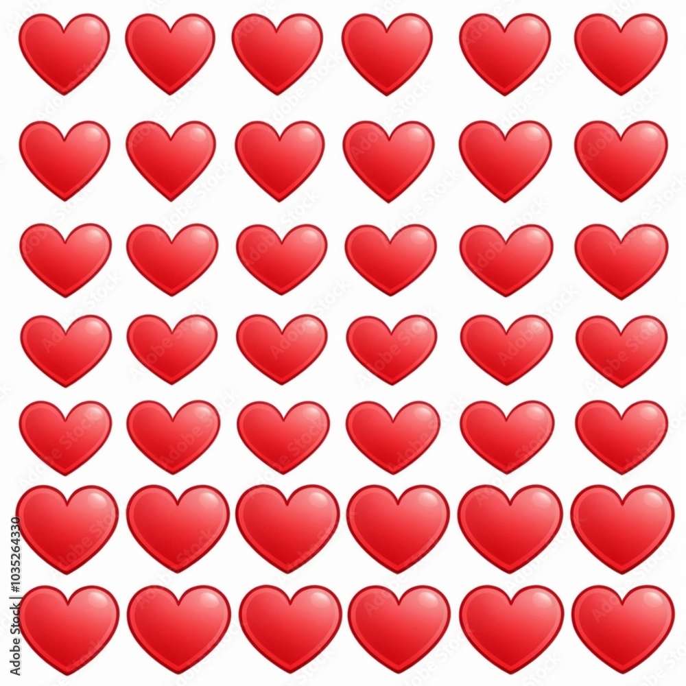 Red color heart shape sticker set isolated on white background Red color heart shape sticker set isolated on white background