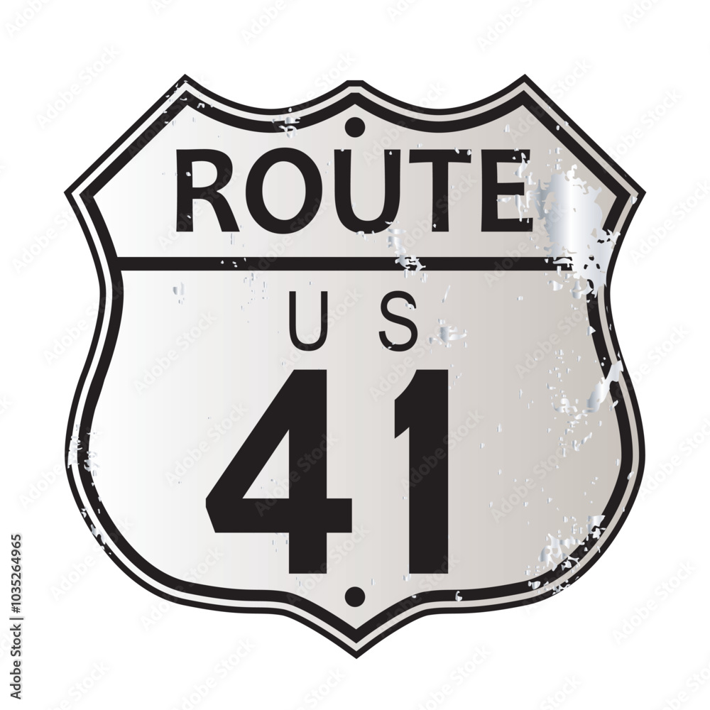 Route 41 Damaged Highway Sign Route 41 Damaged Highway Sign
