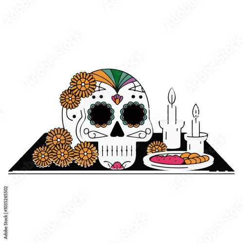 Spooky Cute Skull for Dia de los Muertos