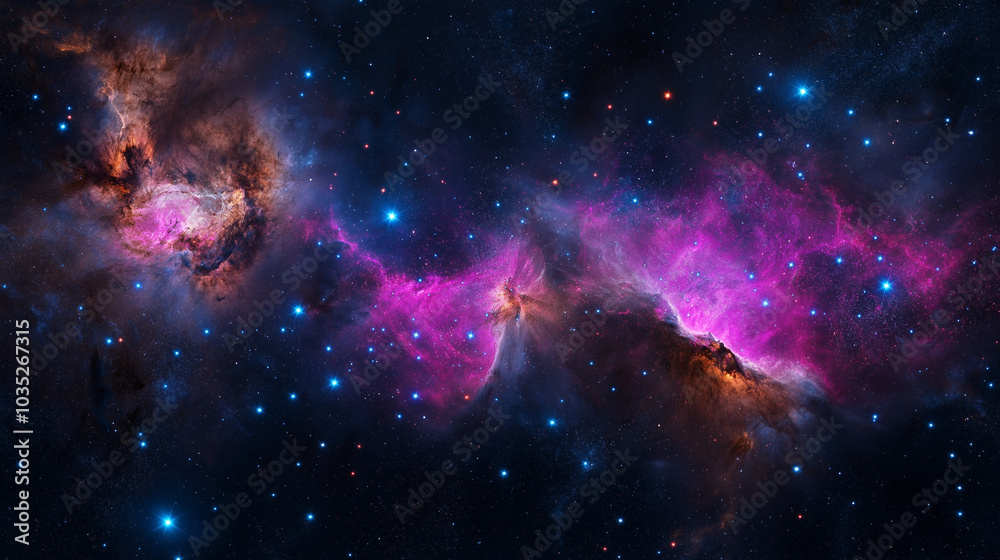 Fototapeta premium A cosmic landscape with nebulae and stars.