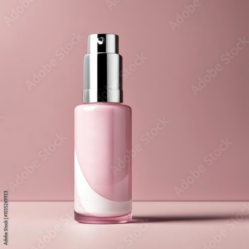 Sleek, minimalist bottle design set against a soft pink backdrop exudes elegance and sophistication