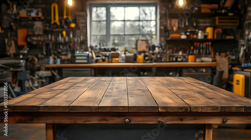 Rustic Wooden Table Top for Product Display, Workshop Background