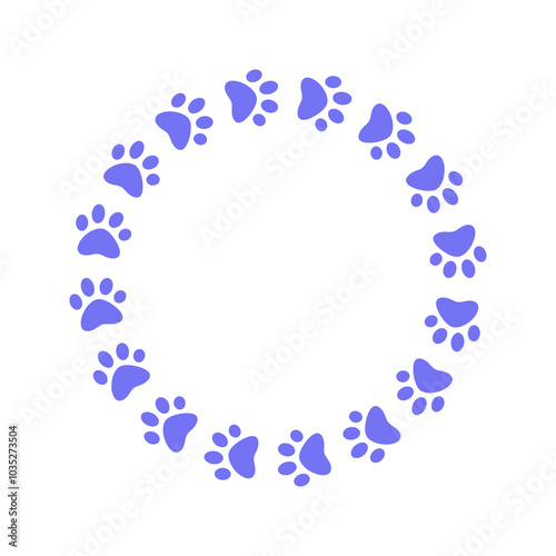 purple dog paw foot doddle circle monogram flat design