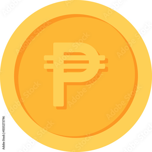 Mexican Peso Gold currency coin flat icon design illustrations 