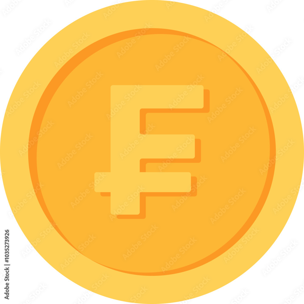 Swiss Franc Gold currency coin flat icon design illustrations Swiss Franc Gold currency coin flat icon design illustrations