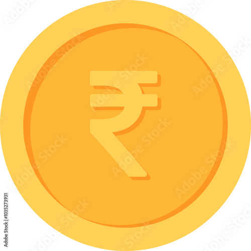 Indian Rupees Gold currency coin flat icon design illustrations 