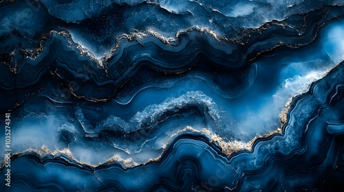 Abstract Blue and Gold Marble Texture - Stunning Swirls and Patterns