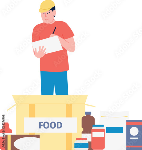 Food charity volunteer work. Social support icon