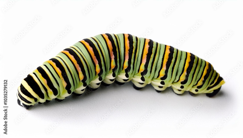 Naklejka premium Monarch Butterfly Caterpillar on White 
