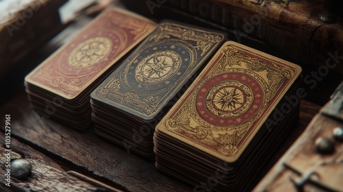 Westernthemed vintage design for casino playing cards with distressed texture photo