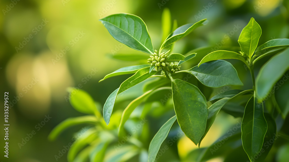 Anise tree spice with green leaves, offering a fresh and natural element - Anise tree spice with green leaves, offering a fresh and natural element -