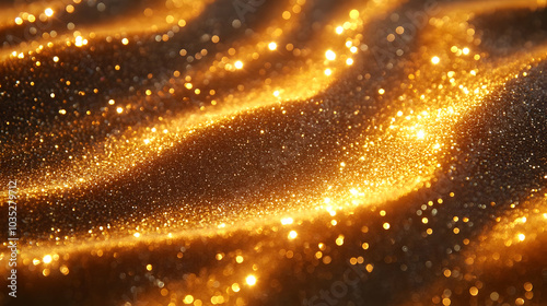 Golden Glitter Background: Shimmering Texture with Sparkling Lights