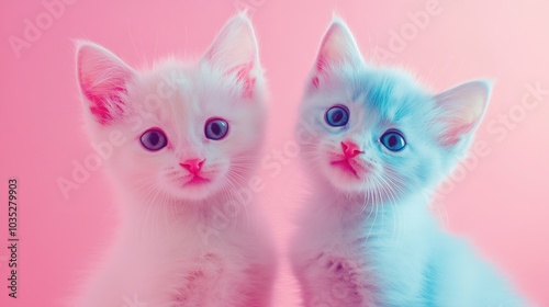 Playful Kittens in Pink and Blue