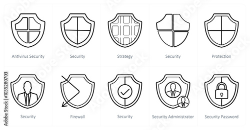 A set of 10 Security icons as antivirus security, security, strategy
