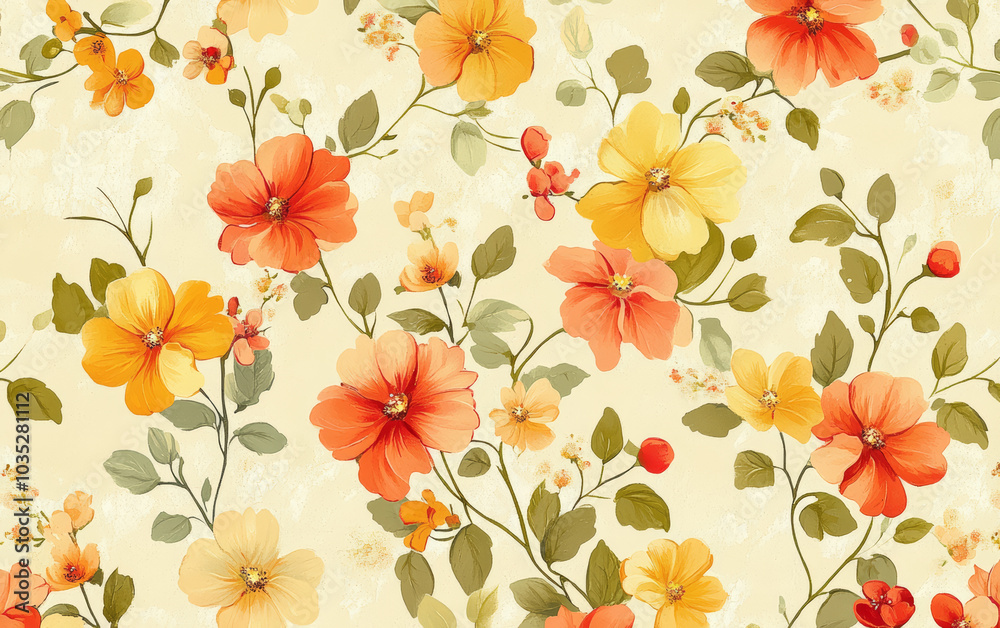 Retro style floral texture art background
