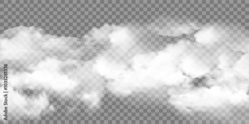 Realistic texture of white fog, smog transparent special effect