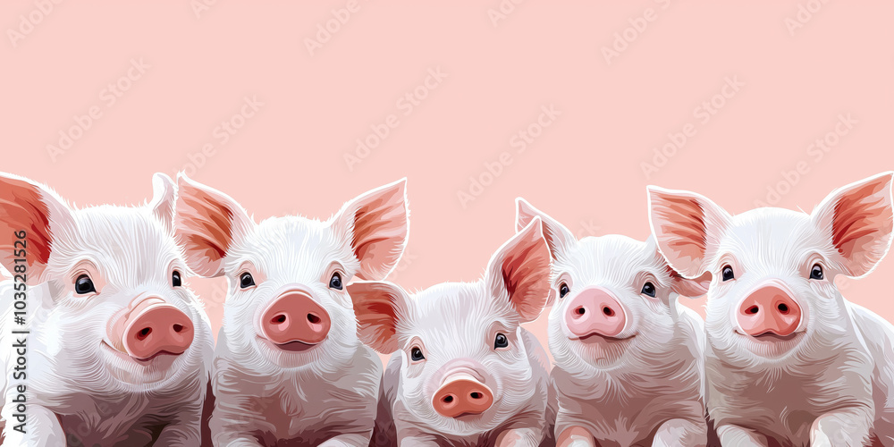 a minimalistic illustration depicting a lot of piglets gathered together a minimalistic illustration depicting a lot of piglets gathered together